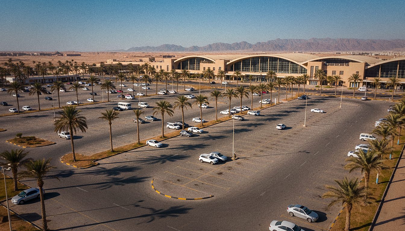 Parkplatz vor Terminal 1 am Flughafen Hurghada